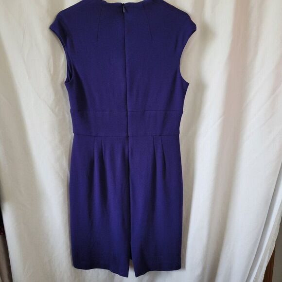Eliza J Dress Sleeveless Cobalt Blue dressy sz 12 vtg zip belt V-neck timeless - Picture 3 of 17
